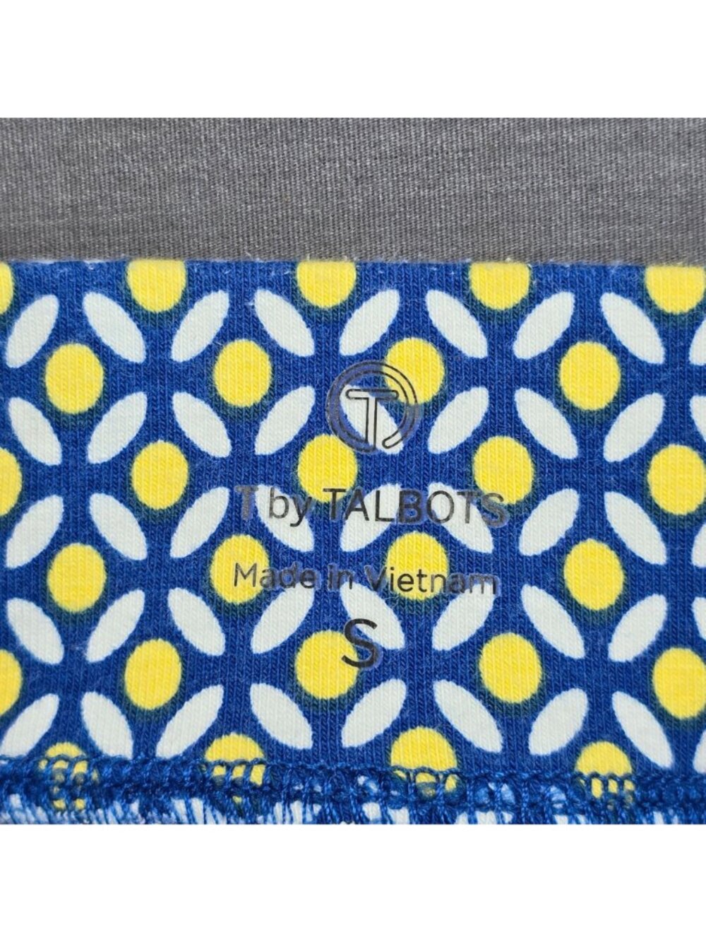 T By Talbots Womens Small Skirt Skort Blue & Yellow Geometric Elastic Waist - Picture 3 of 4